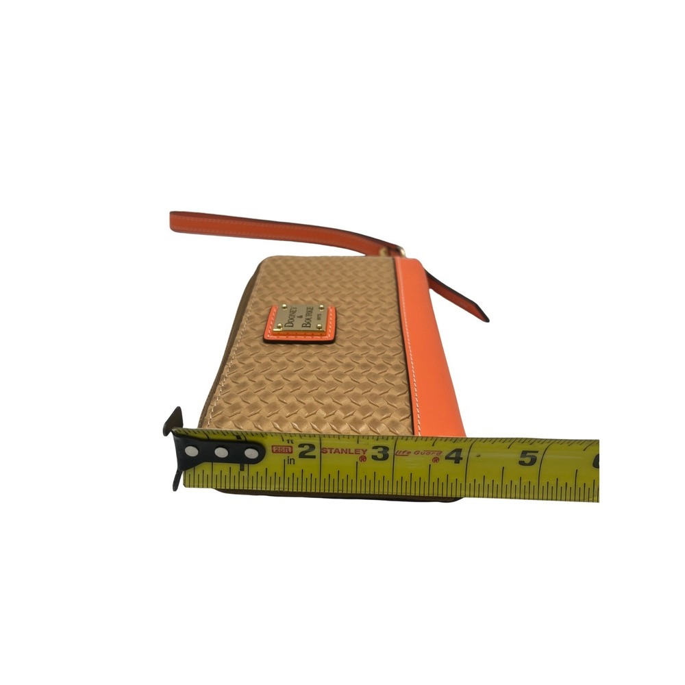 Dooney & Bourke Woven Tan Orange Leather Zip Around Wristlet Wallet Large 4Z7NRR - Picture 5 of 6